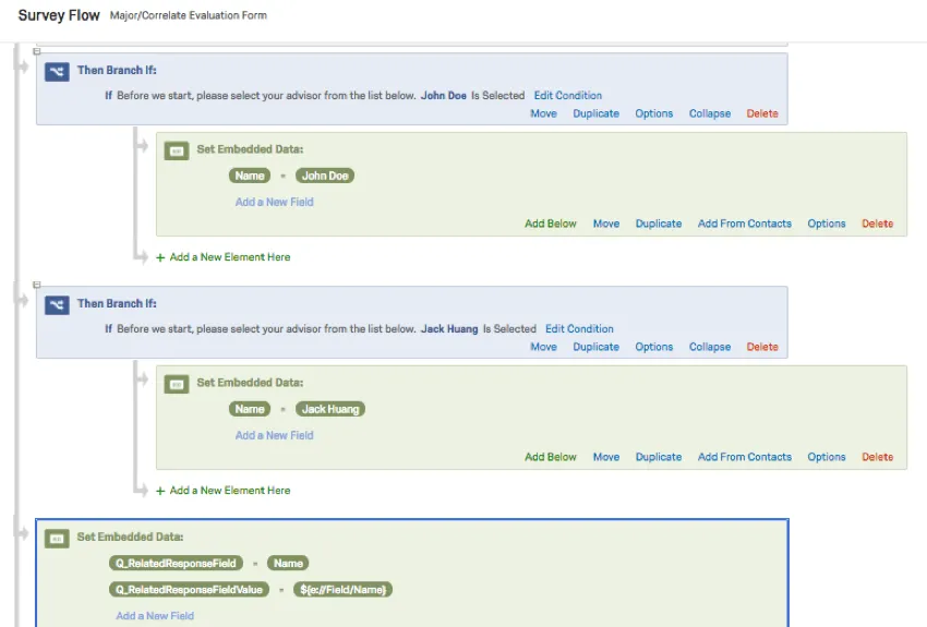 Example Survey Flow using Branch Logic