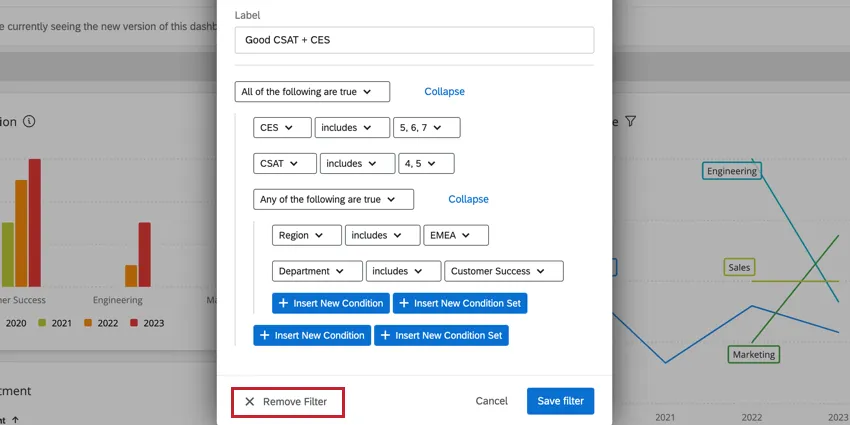 removing an advanced filter