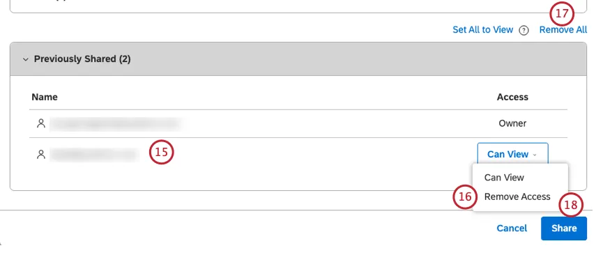 Sezione precedentemente condivisa