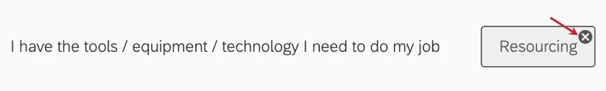 passare il mouse su una categoria per rimuoverla