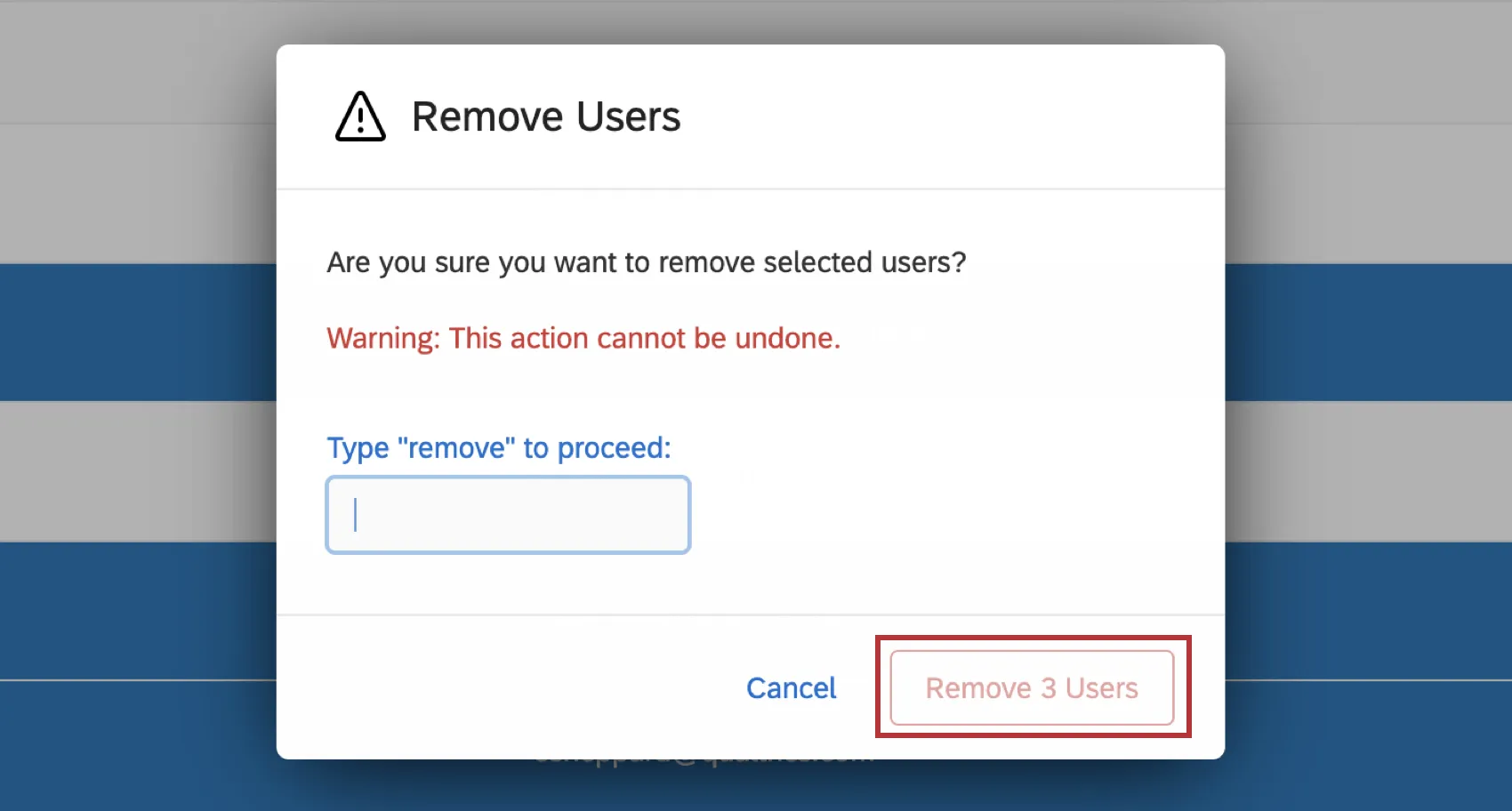 remove users confirmation button