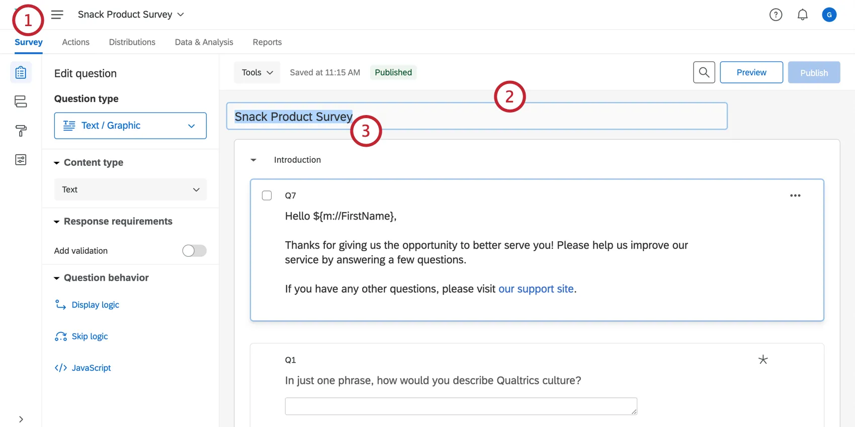 Editar el nombre del proyecto desde el editor de encuesta