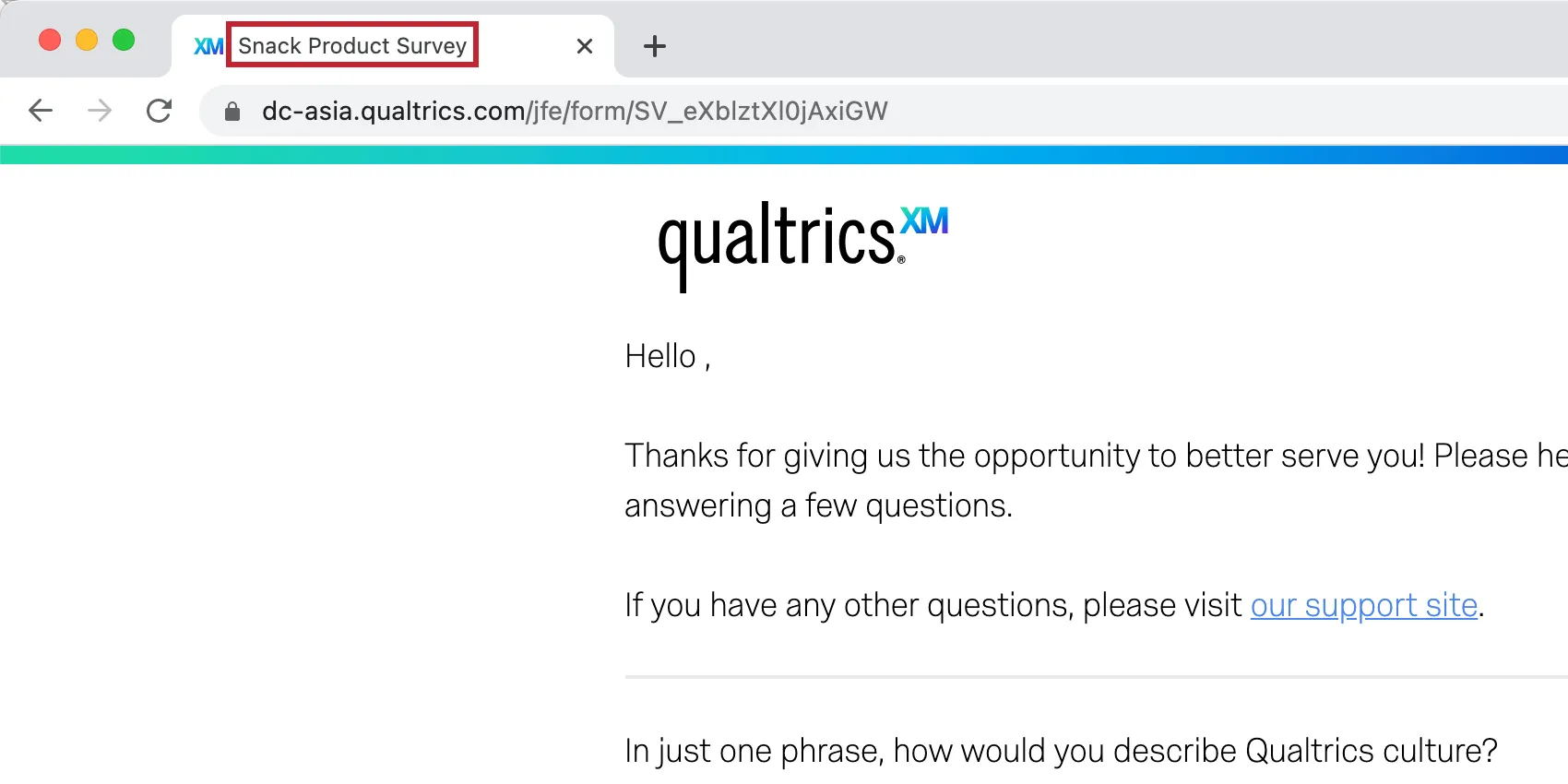 Showing the display name at the top of the survey browser