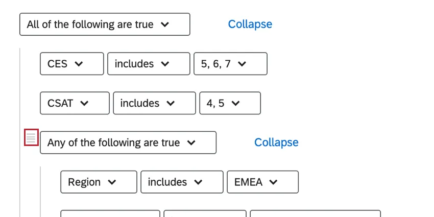 réorganisation des ensembles de conditions