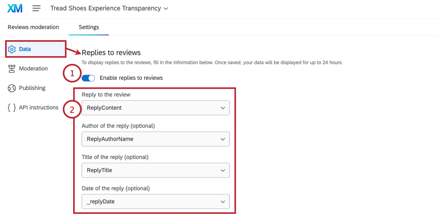 selecting review reply fields