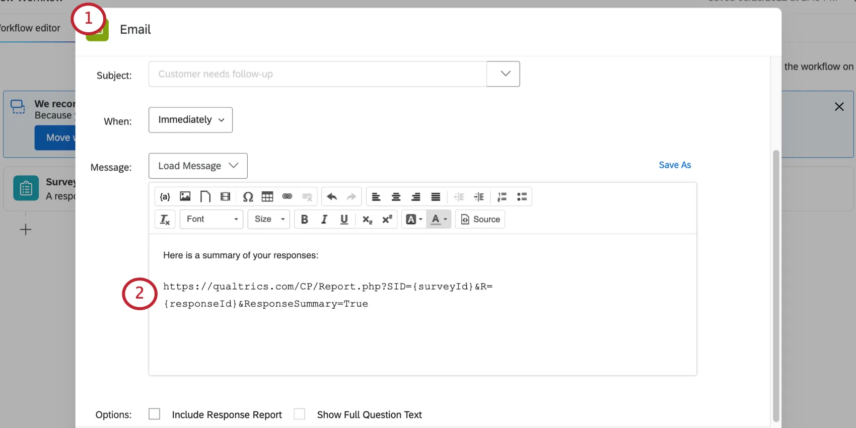 Email task open and old link highlighted