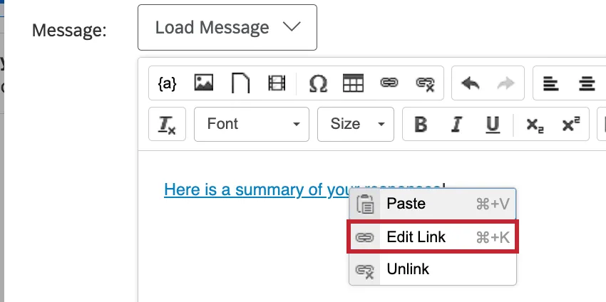 Screenshot of a hyperlink right-clicked on to show the edit link option