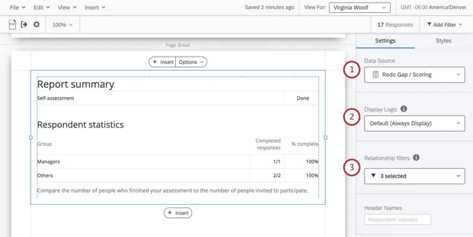 Click on a visualization to open the editing pane. First three dropdown fields regarding data sources are highlighted here