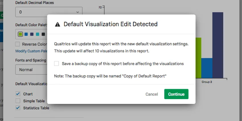 default visualization edit detected window warning you about your edits