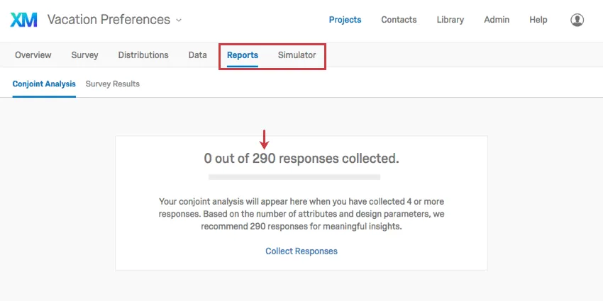Proposed sample size on reports and simulator tabs