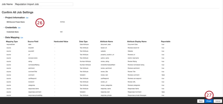 reviewing the job configuration