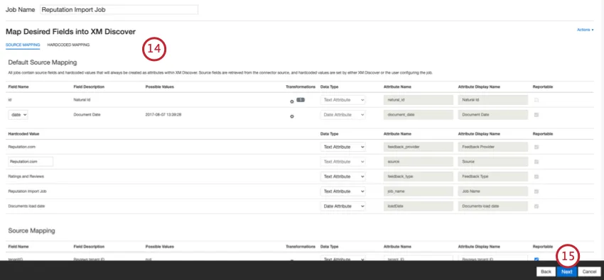 pantallas de mapeo de datos