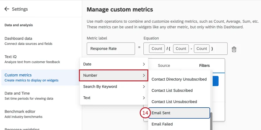 filtering for email sent