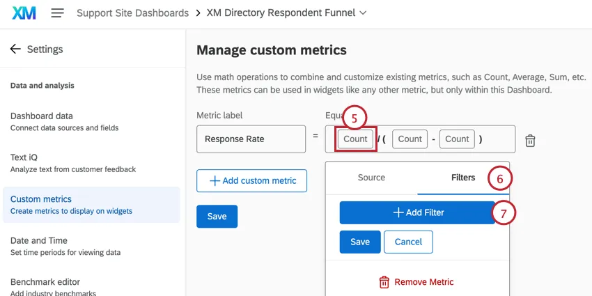 clicking the numerator and filtering it
