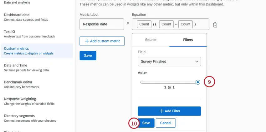 filtering for survey finished