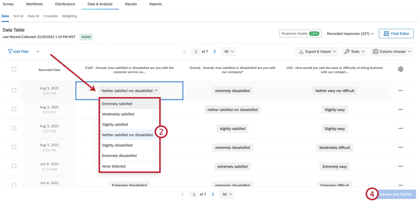 Bearbeiten einer Antwort