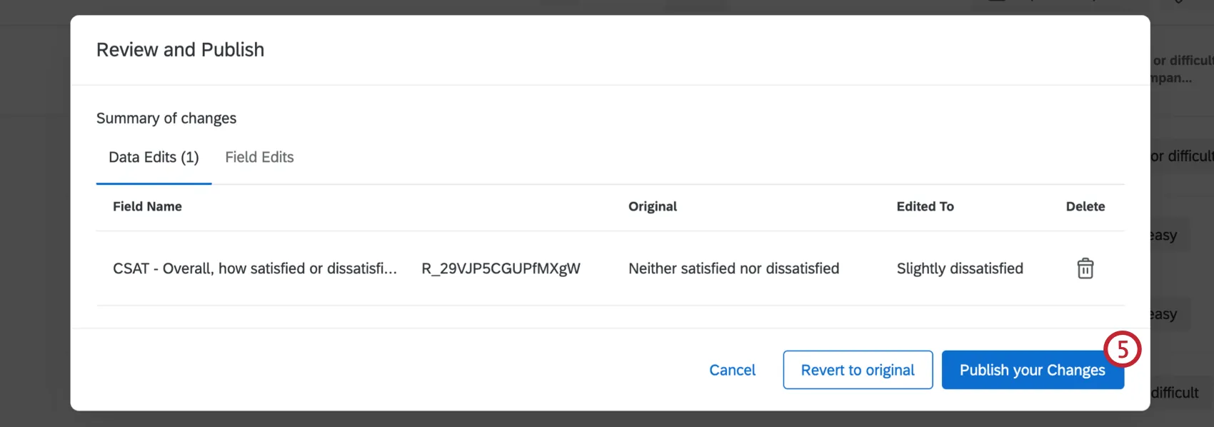 publish your changes button within data and analysis