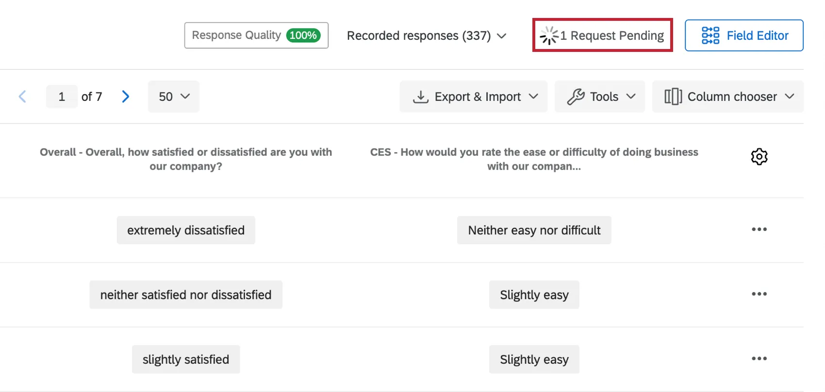 Icono de solicitud pendiente dentro de datos y análisis