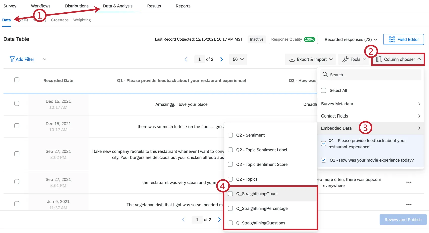 Abrir menus de ferramentas para expandir colunas