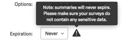 Warning next to Never selection looks like a black triangle with an exclamation point in it
