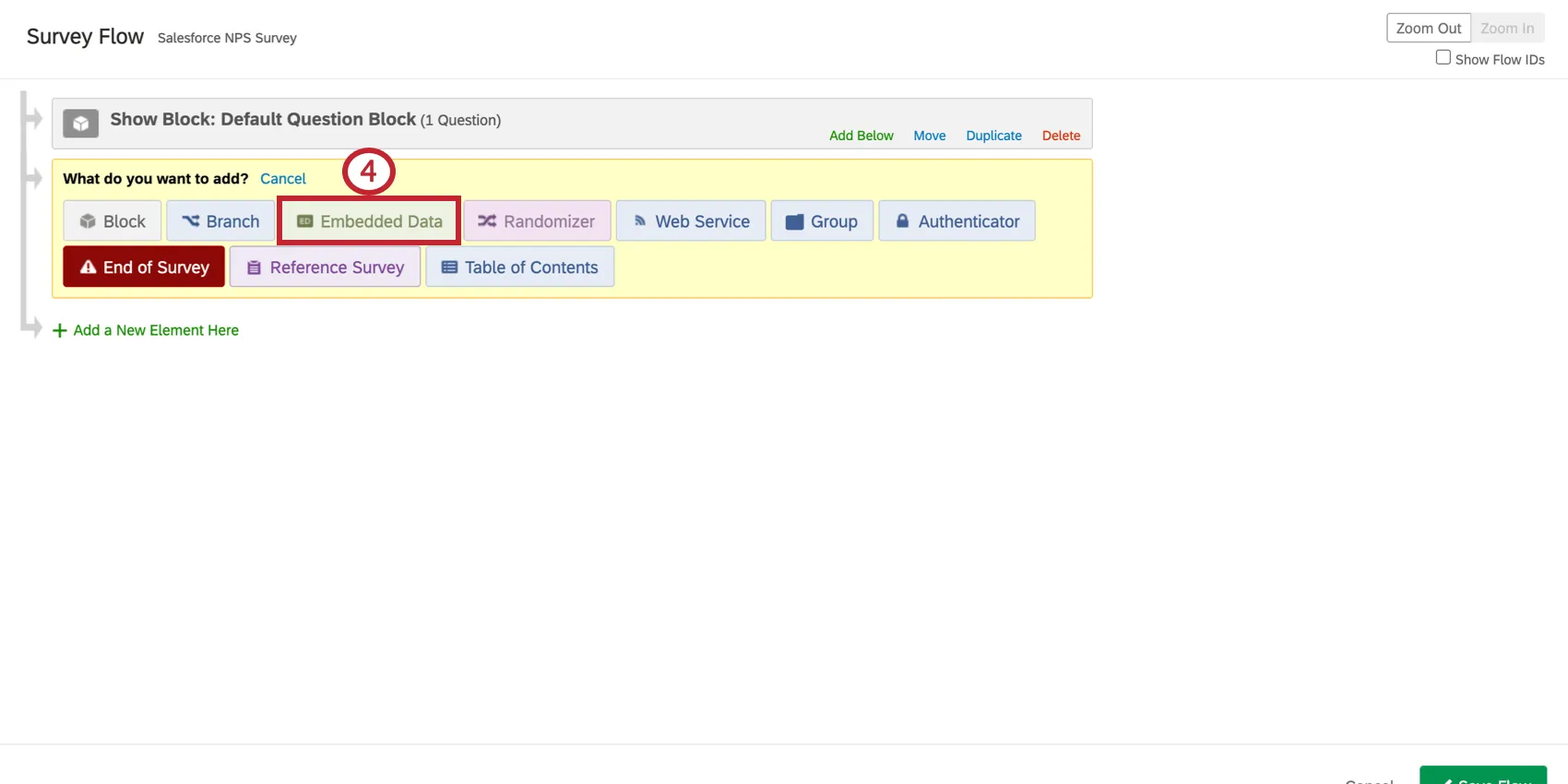 selecting an embedded data element
