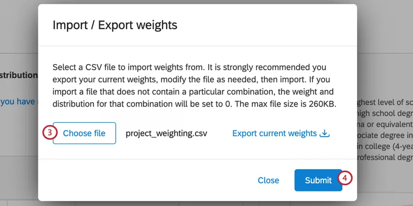 the choose file button in the import/export weights window