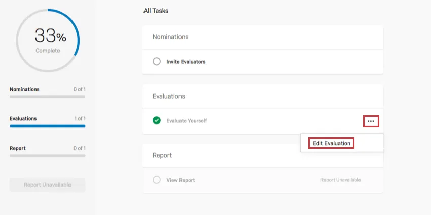 Opción Editar evaluación dentro del Portal del Participante