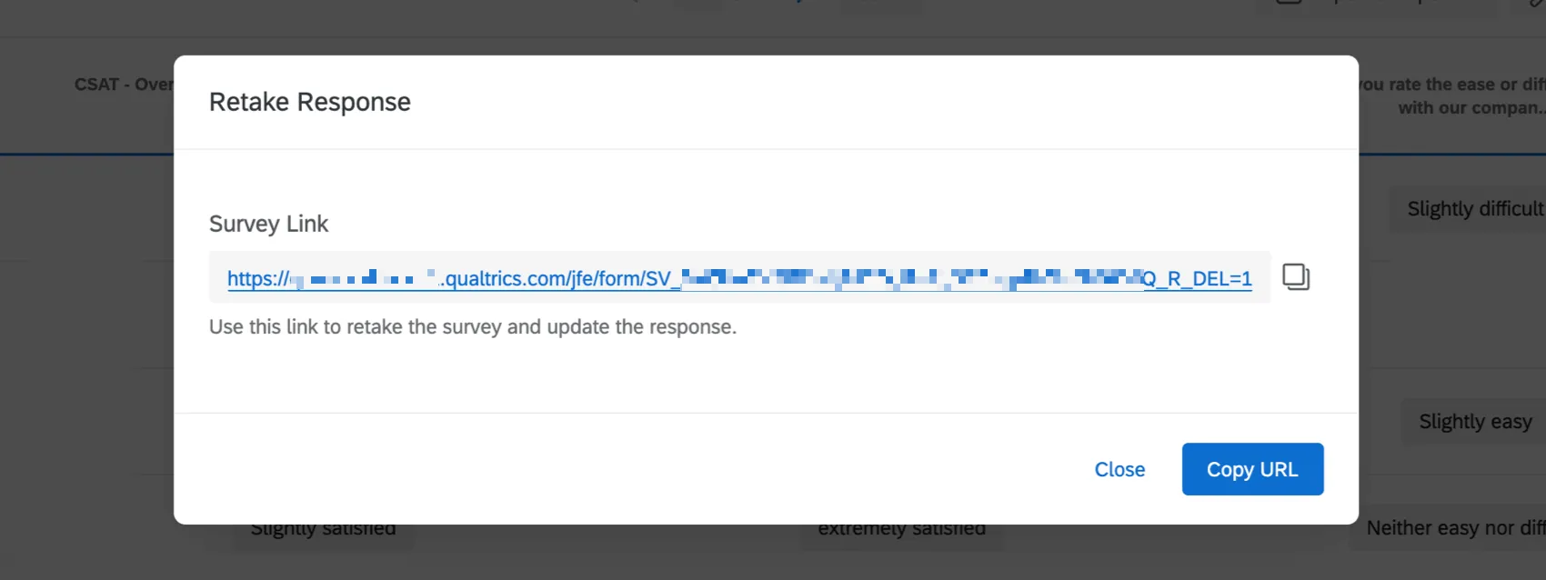 image of the new retake link for a recorded response