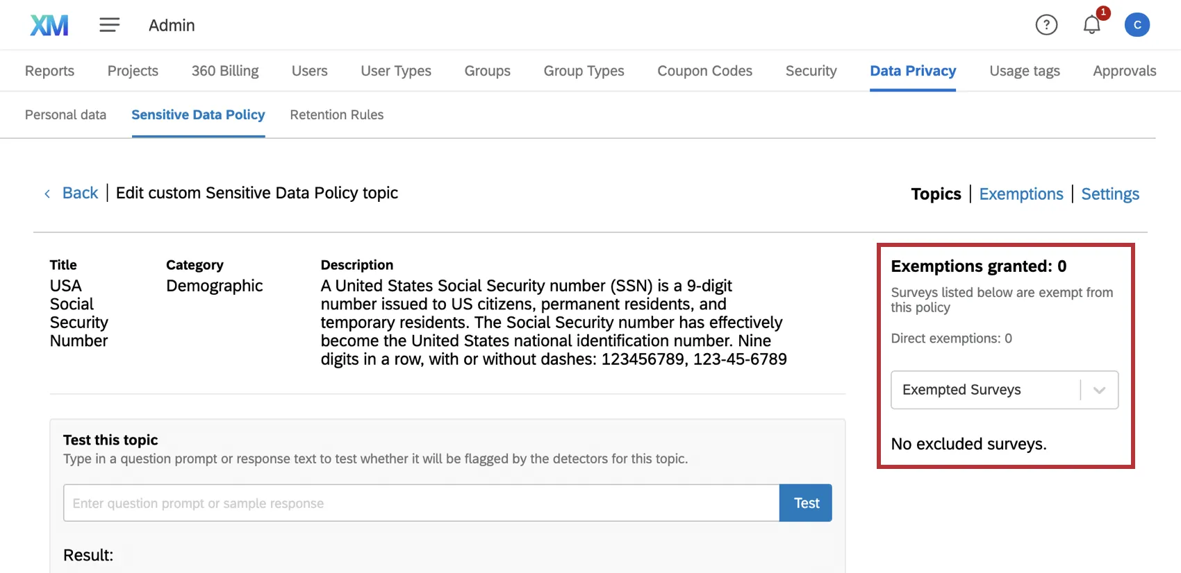Esenzioni a destra della pagina