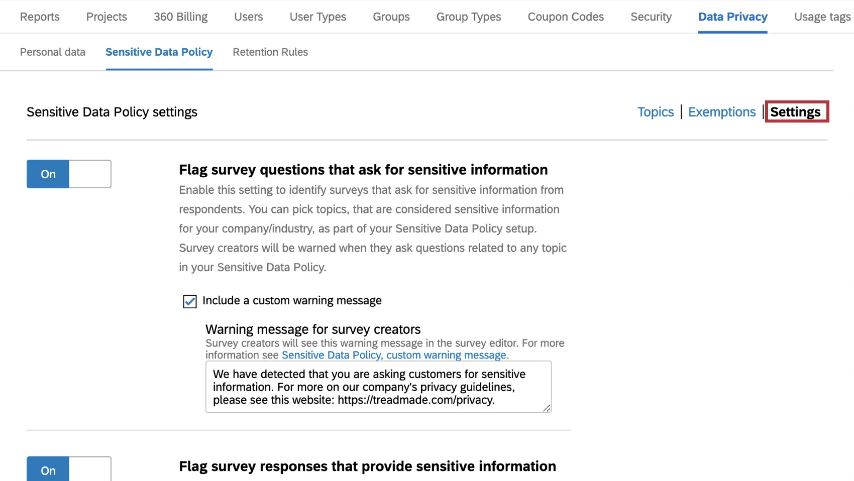 Marcar las preguntas de la encuesta que soliciten información sensible