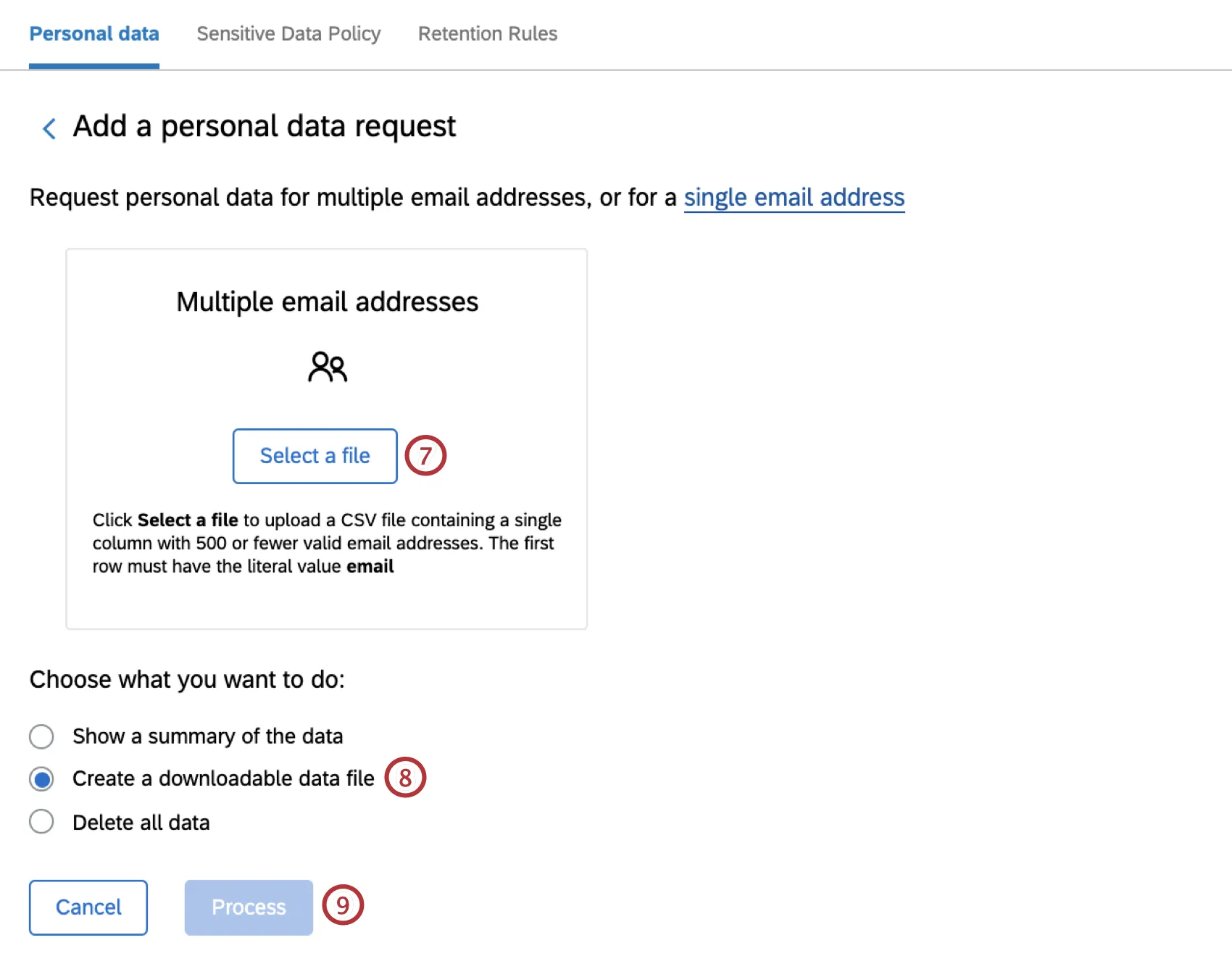 Botão Selecionar um arquivo