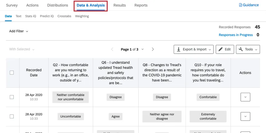 the data and analysis tab