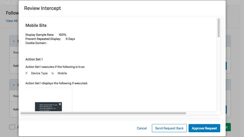 Preview of an Intercept with Action Sets written out