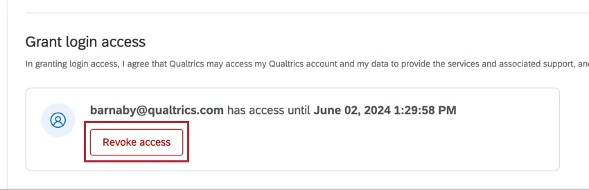 the revoke access button