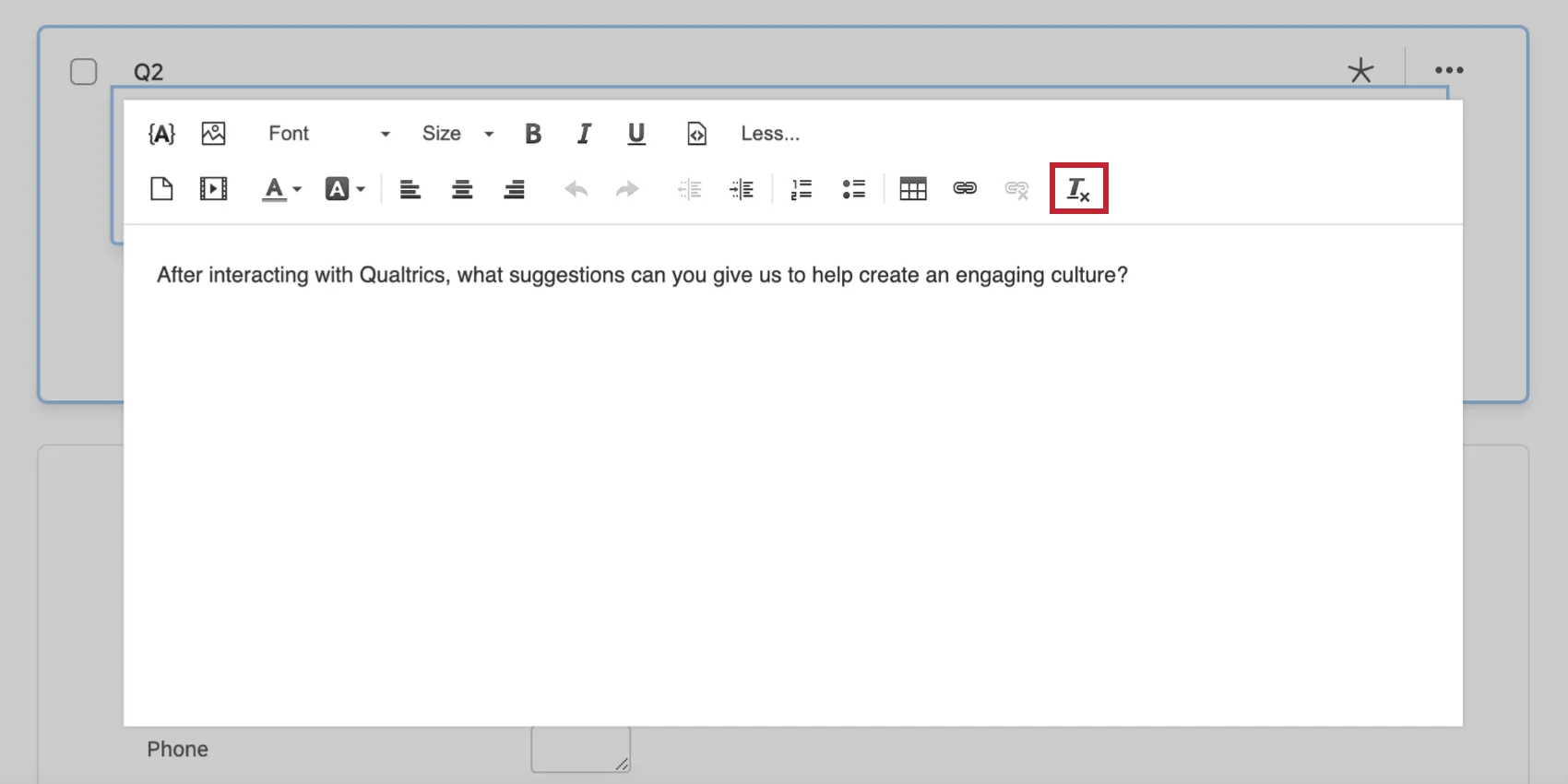 Remove Format button in the rich content editor