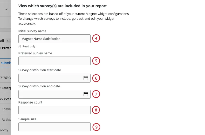 confirming details about the survey(s) included in the report