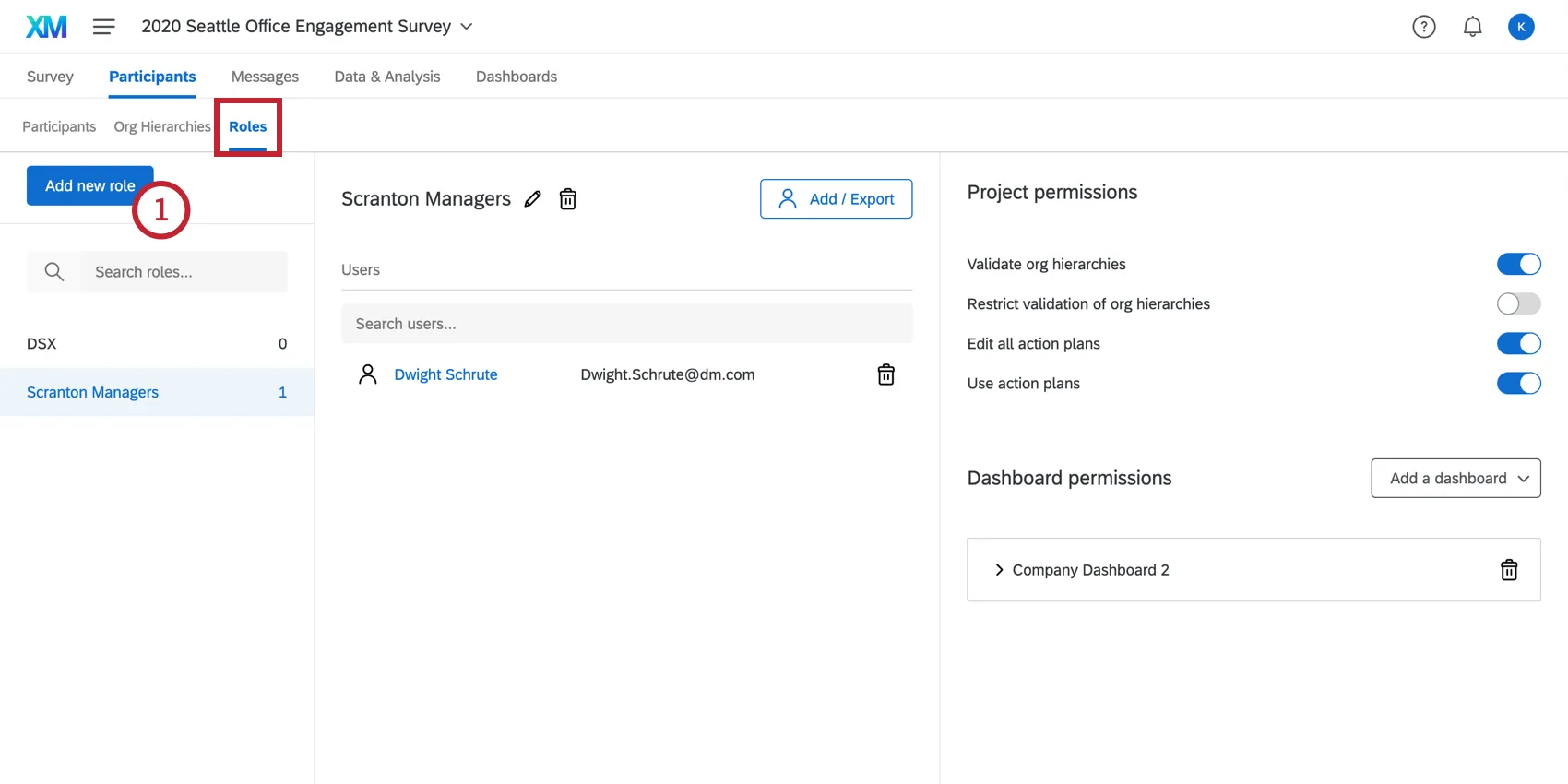 Add new role in the Roles section