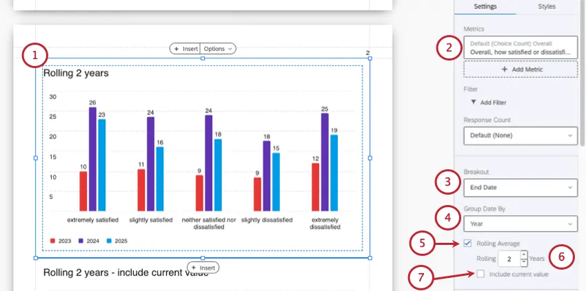 adding a rolling average to a bar chart