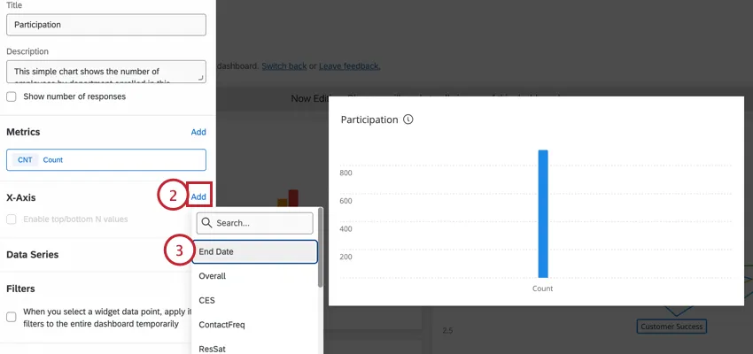 choosing a date field for the x axis