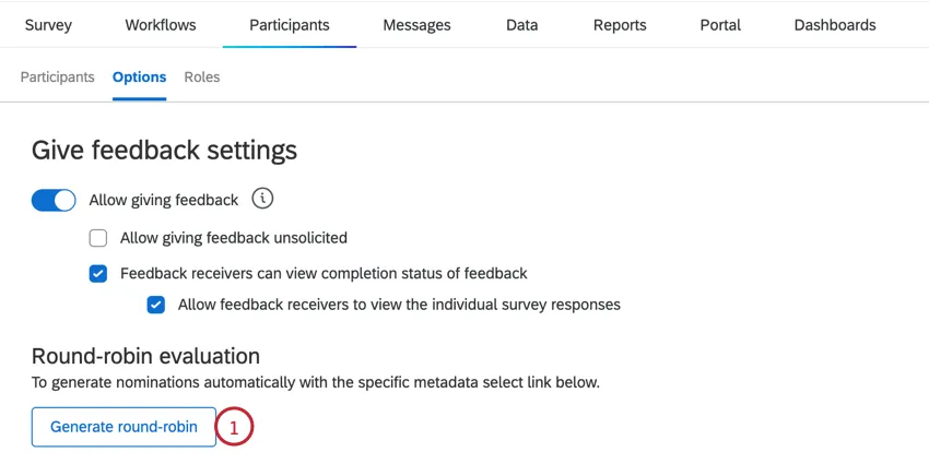 clicking the generate round robin button