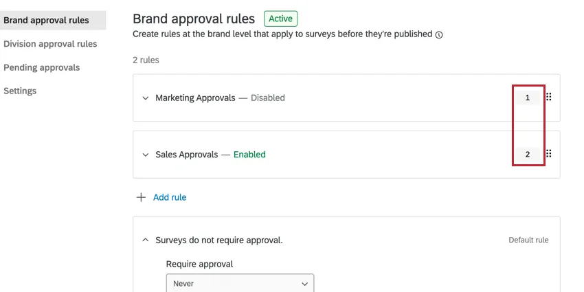 the rule numbers on the right side of the rules