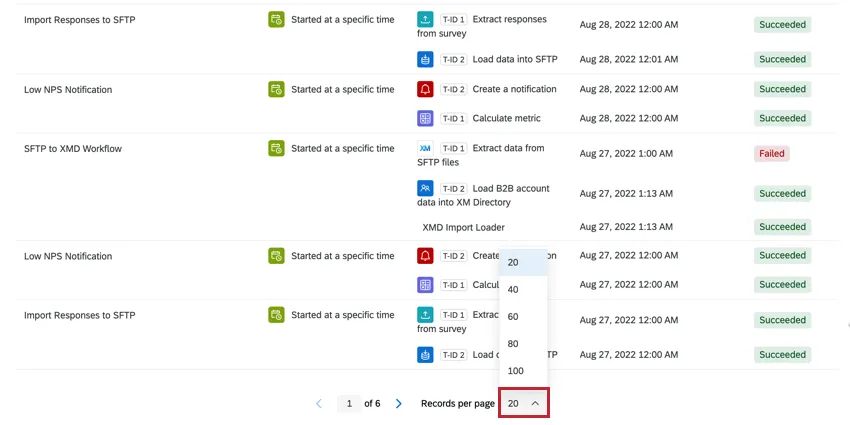 changing the results per page