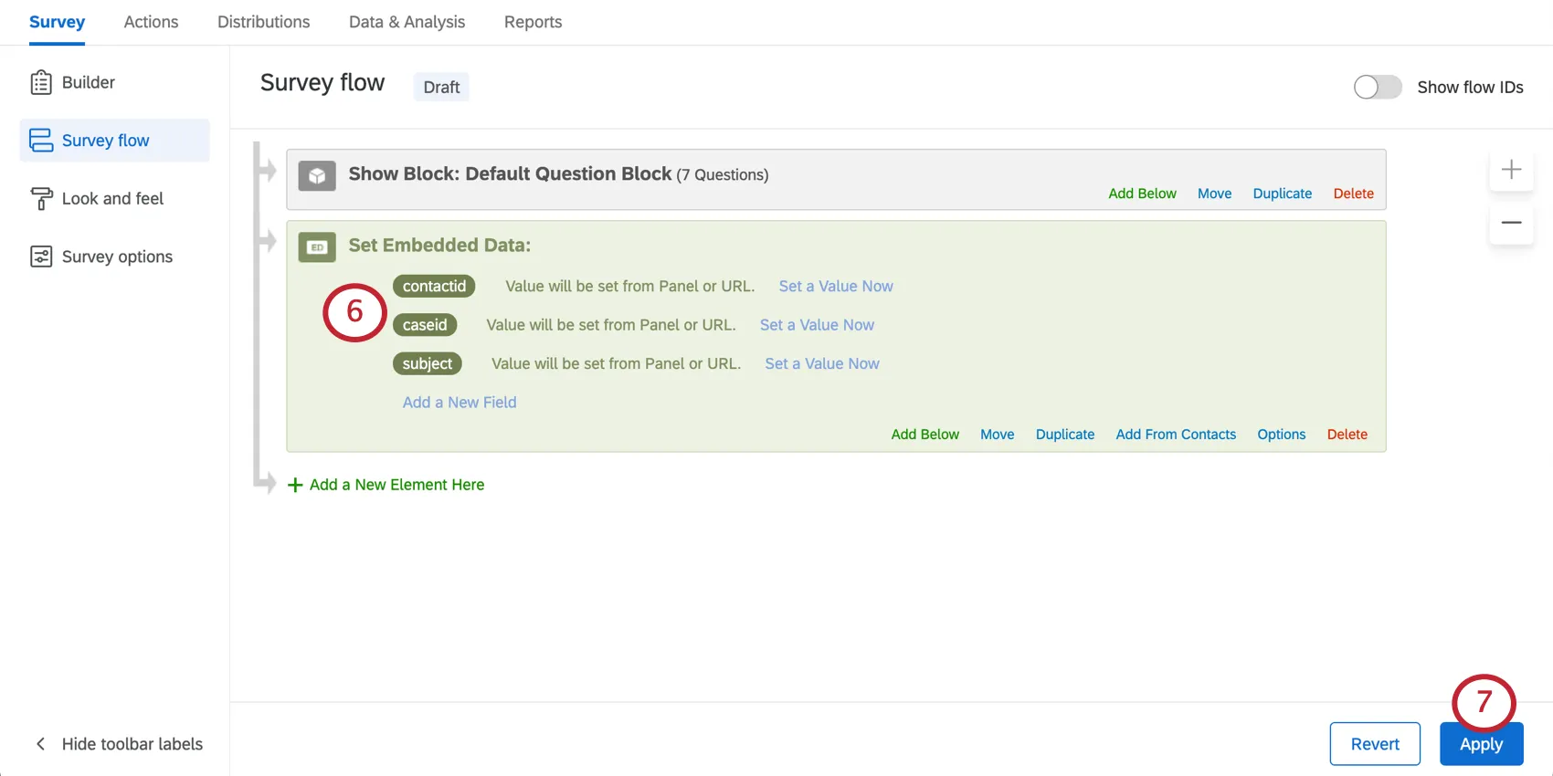 adding an embedded data field for the field saved from salesforce
