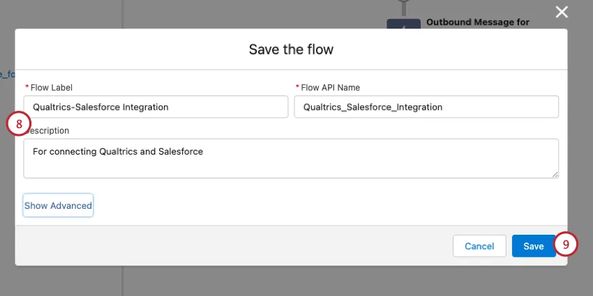 dar um nome ao fluxo e salvá-lo