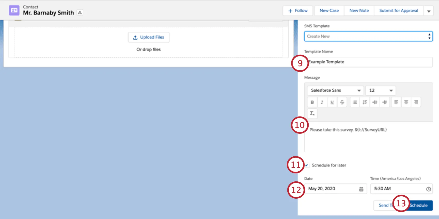 finalizar o agendamento de uma pesquisa no Salesforce