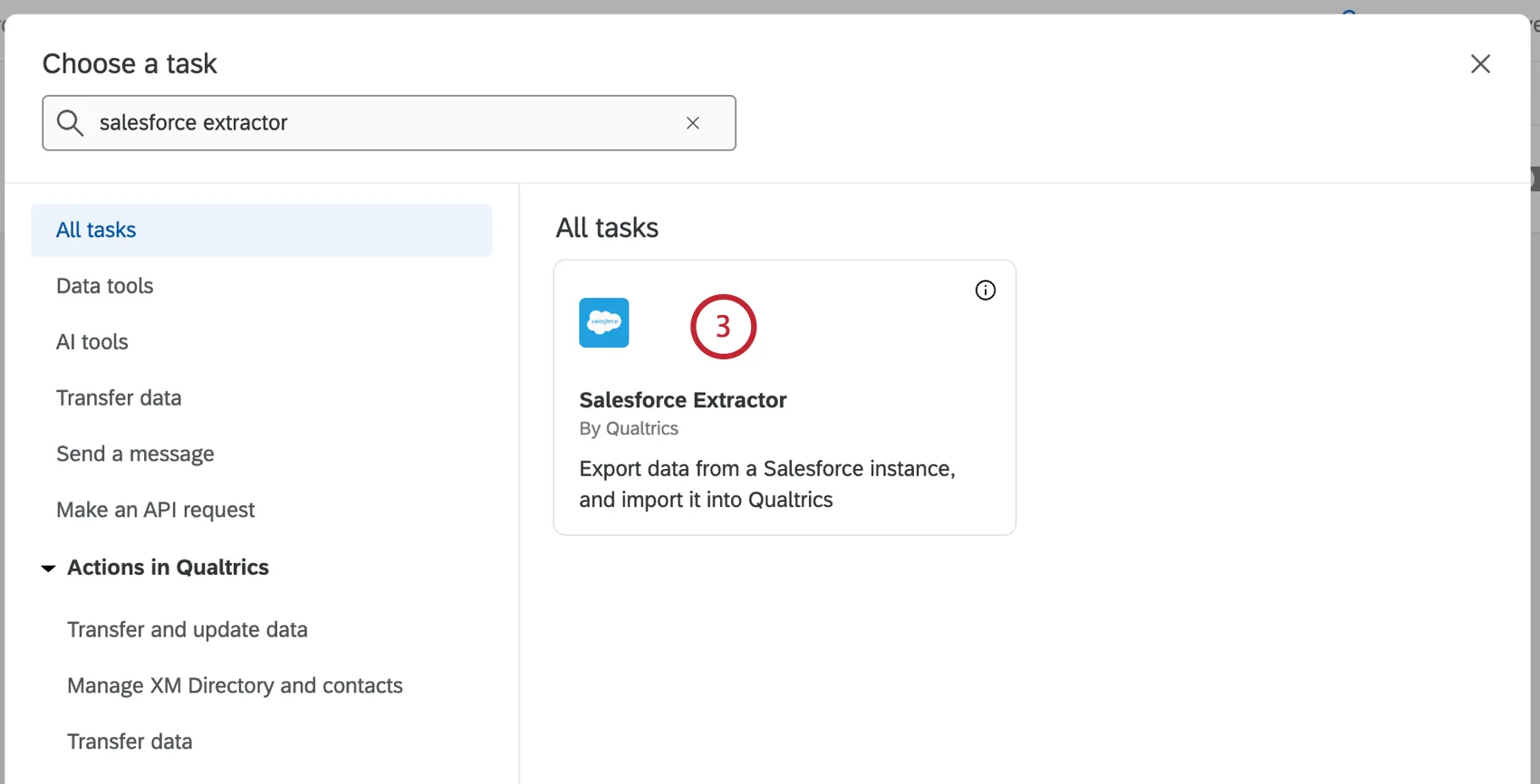 choosing the salesforce extractor task