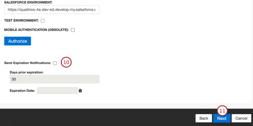 choosing when the credentials should expire