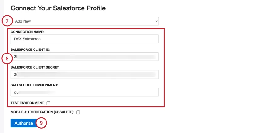 Elegir una cuenta de Salesforce o agregar una nueva