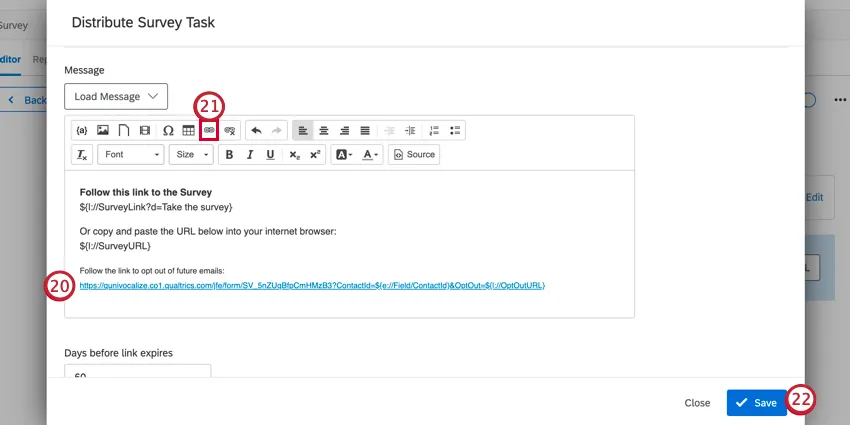 adding the opt out link and saving the distribution