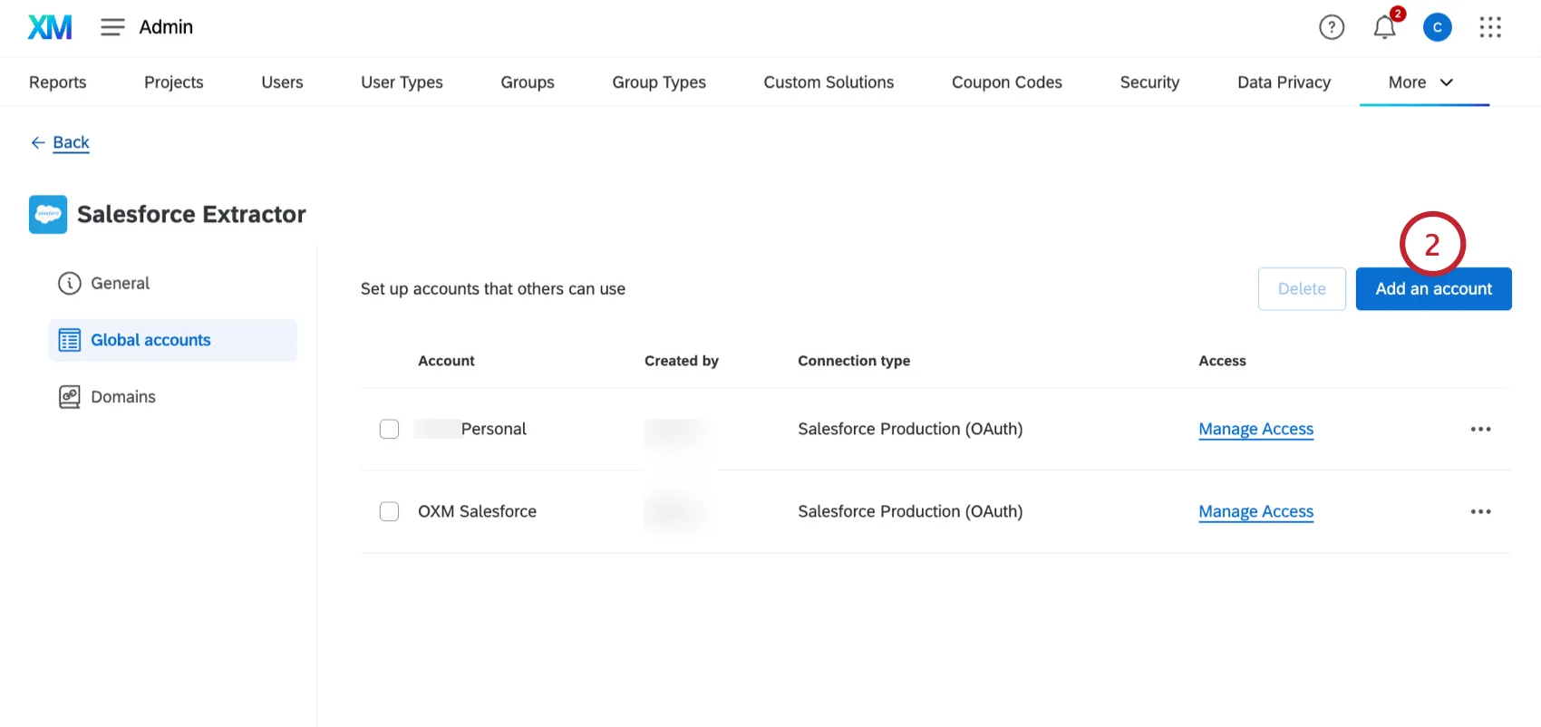 klicken Sie auf ein Benutzerkonto für Salesforce hinzufügen